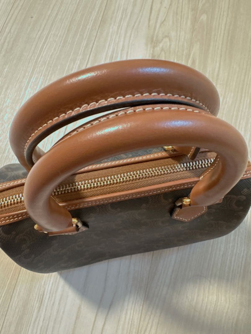 CELINE スモールボストン トリオンフキャンバス タン