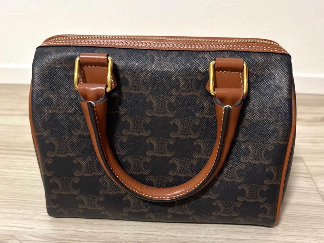 CELINE スモールボストン トリオンフキャンバス タン