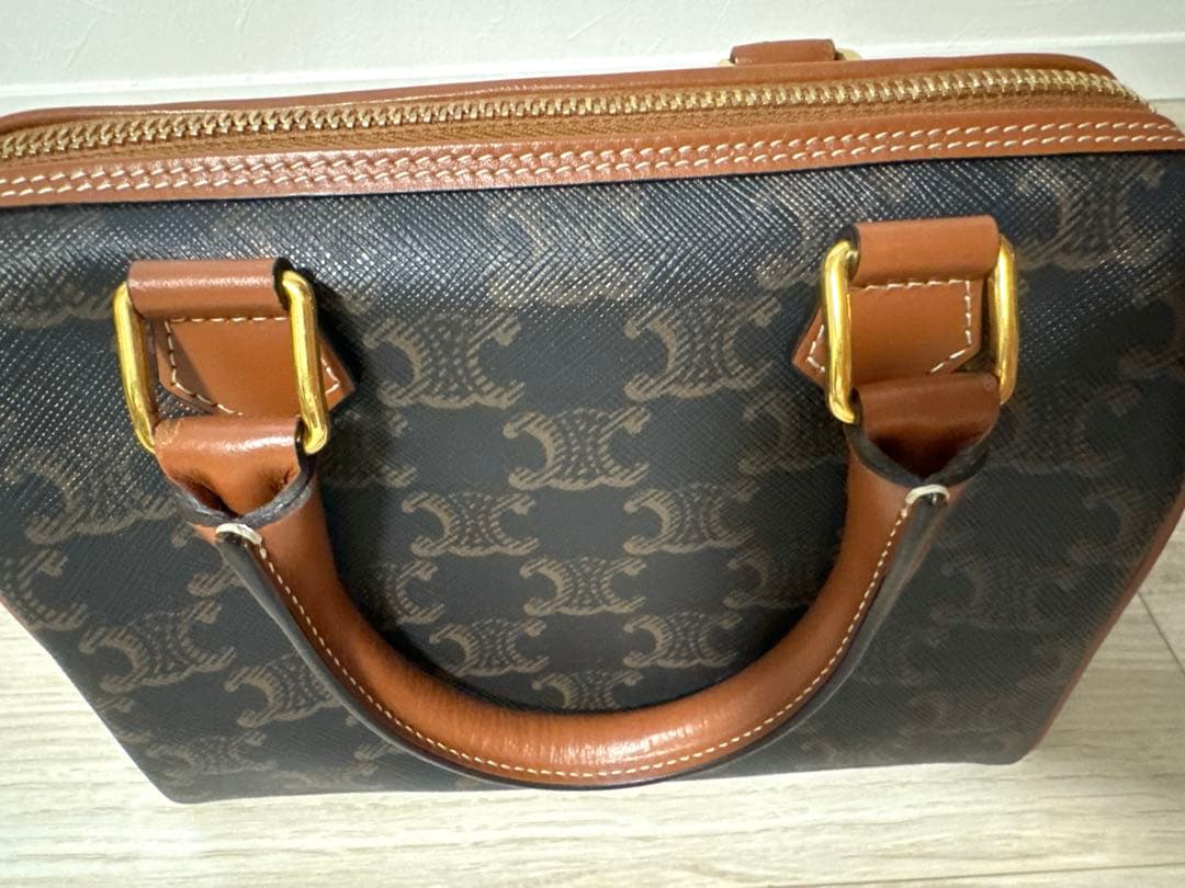 CELINE スモールボストン トリオンフキャンバス タン