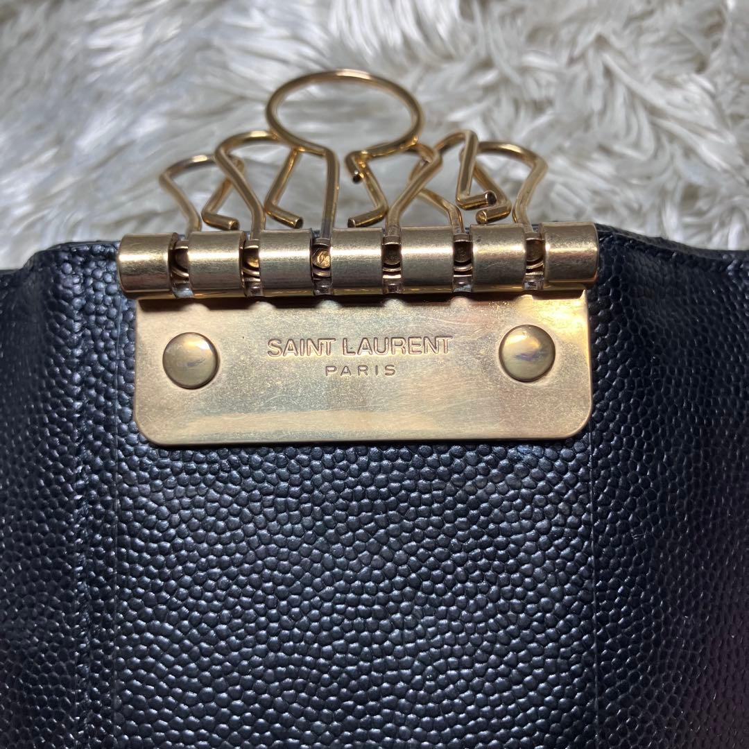 美品✨サンローラン 6連キーケース カサンドラ キャビアスキン キルティング