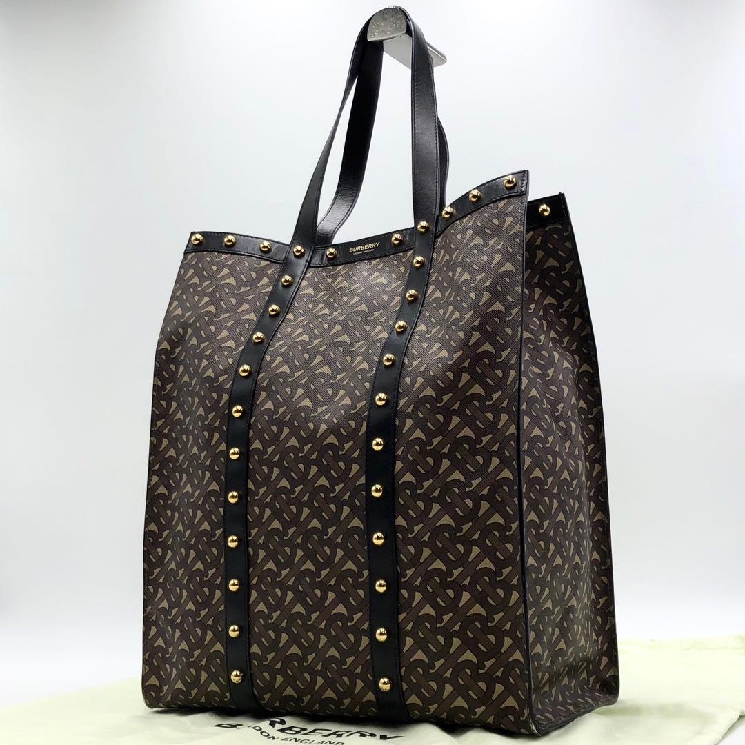 美品 バーバリー TBモノグラム トートバッグ ショルダー 肩掛け A4収納可能