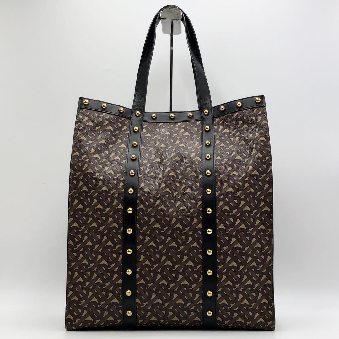 美品 バーバリー TBモノグラム トートバッグ ショルダー 肩掛け A4収納可能