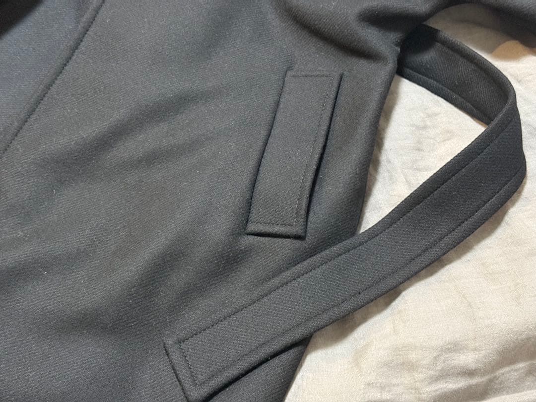 【ZARA】ベルト付きロングコート ブラック マンテコ ウール ガウンコート