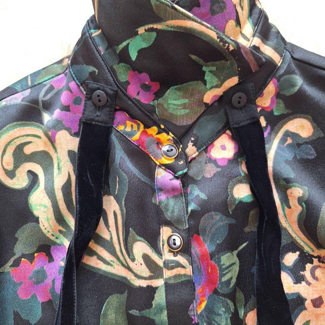 美品✨グレースコンチネンタル ローズオーナメントプリントワンピース 花柄ドレス