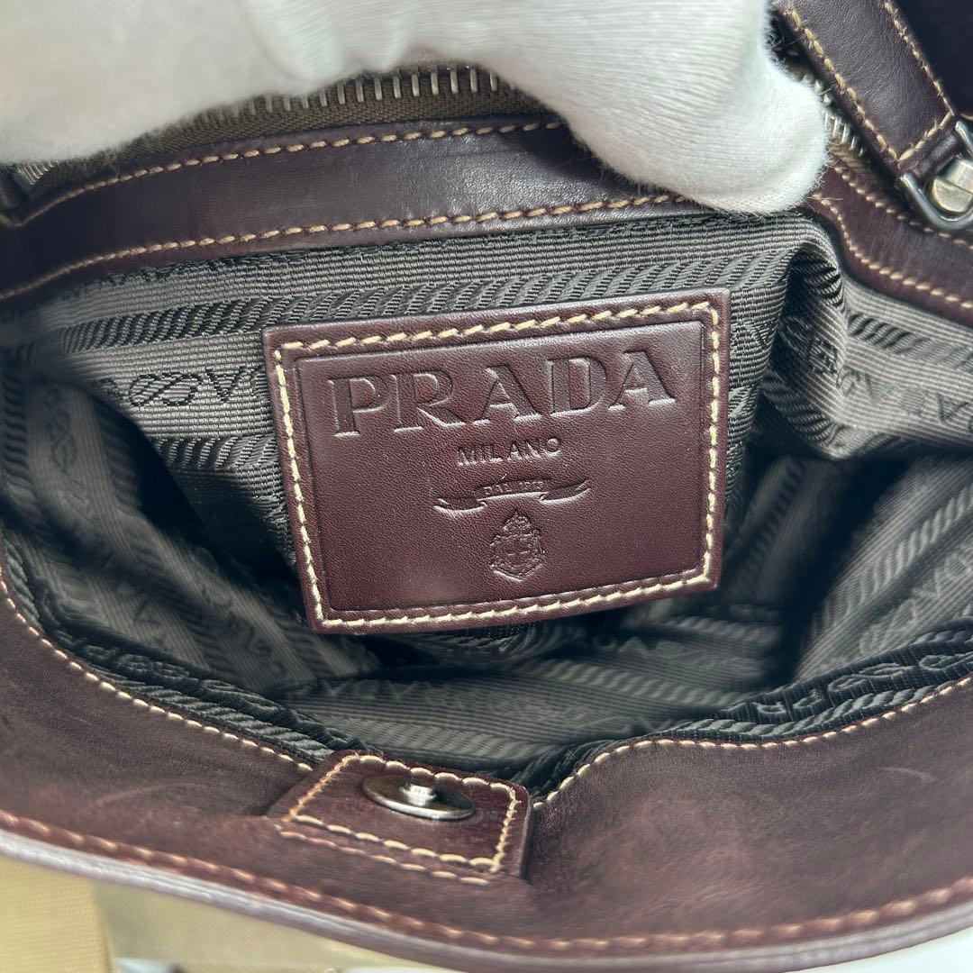 PRADA ジャガード サコッシュ レザー キャンバス ロゴ ショルダーバッグ