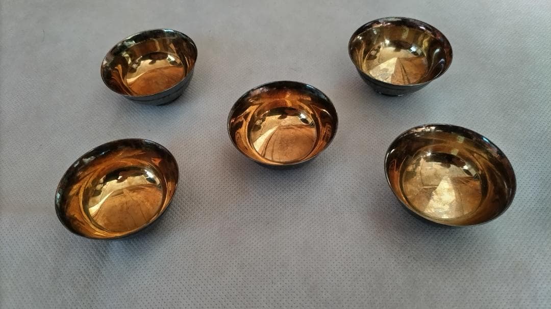 純銀刻印有　酒杯 5客