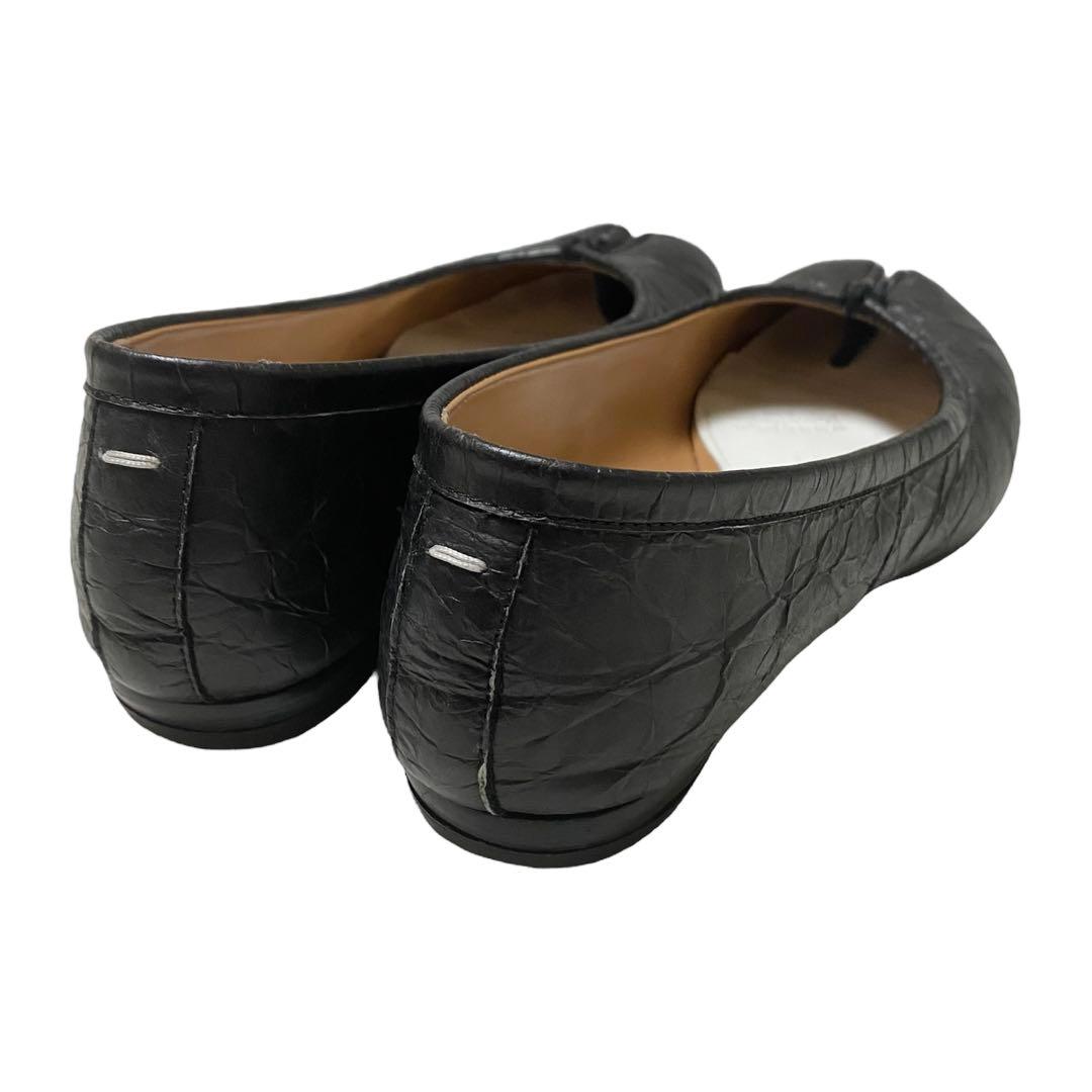 極美品 メゾンマルジェラ タビ 足袋 バレエ フラット シューズ シワ加工 黒