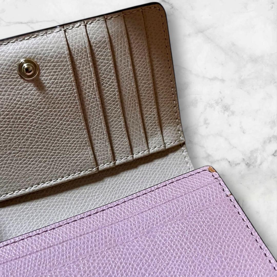 美品 FURLA フルラ☆シボ革 カメリア ウォレット レザー ピンク箱保存袋付