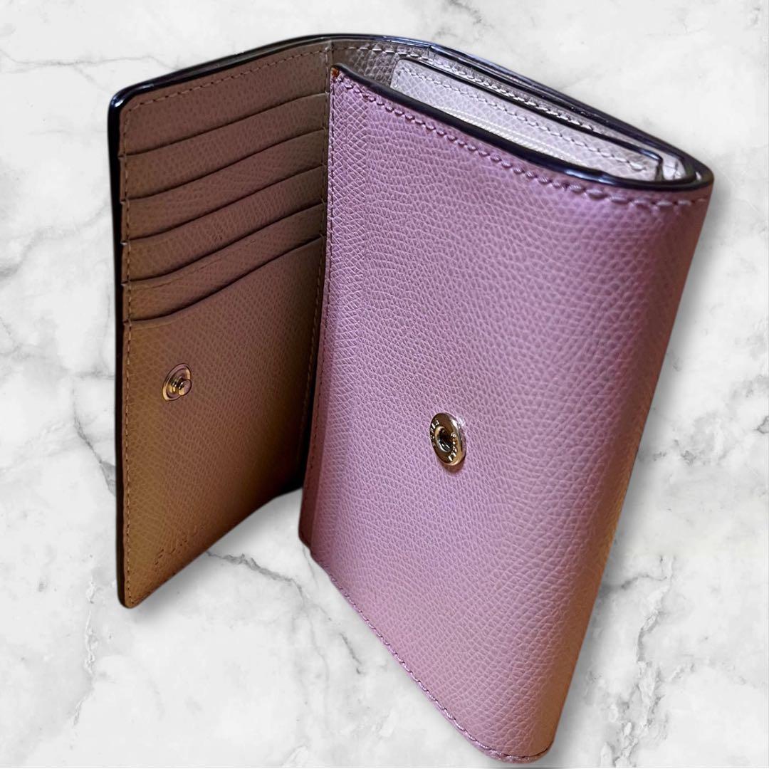 美品 FURLA フルラ☆シボ革 カメリア ウォレット レザー ピンク箱保存袋付