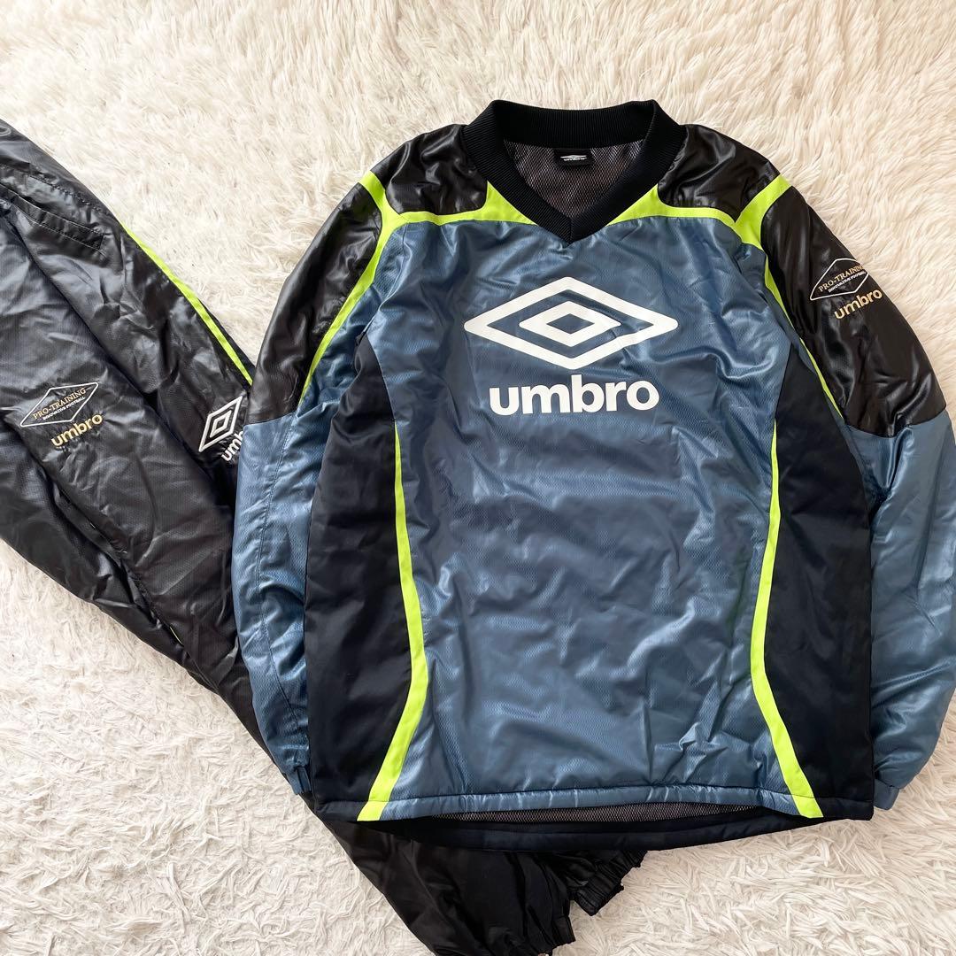 美品 UMBRO 中綿 ナイロン セットアップ ゴールド ロゴ刺繍 ドローコード