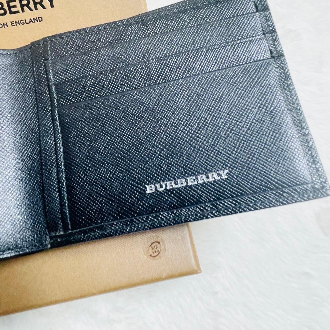 未使用級　正規品　希少　BURBERRY バーバリー二つおり折り財布　レザー