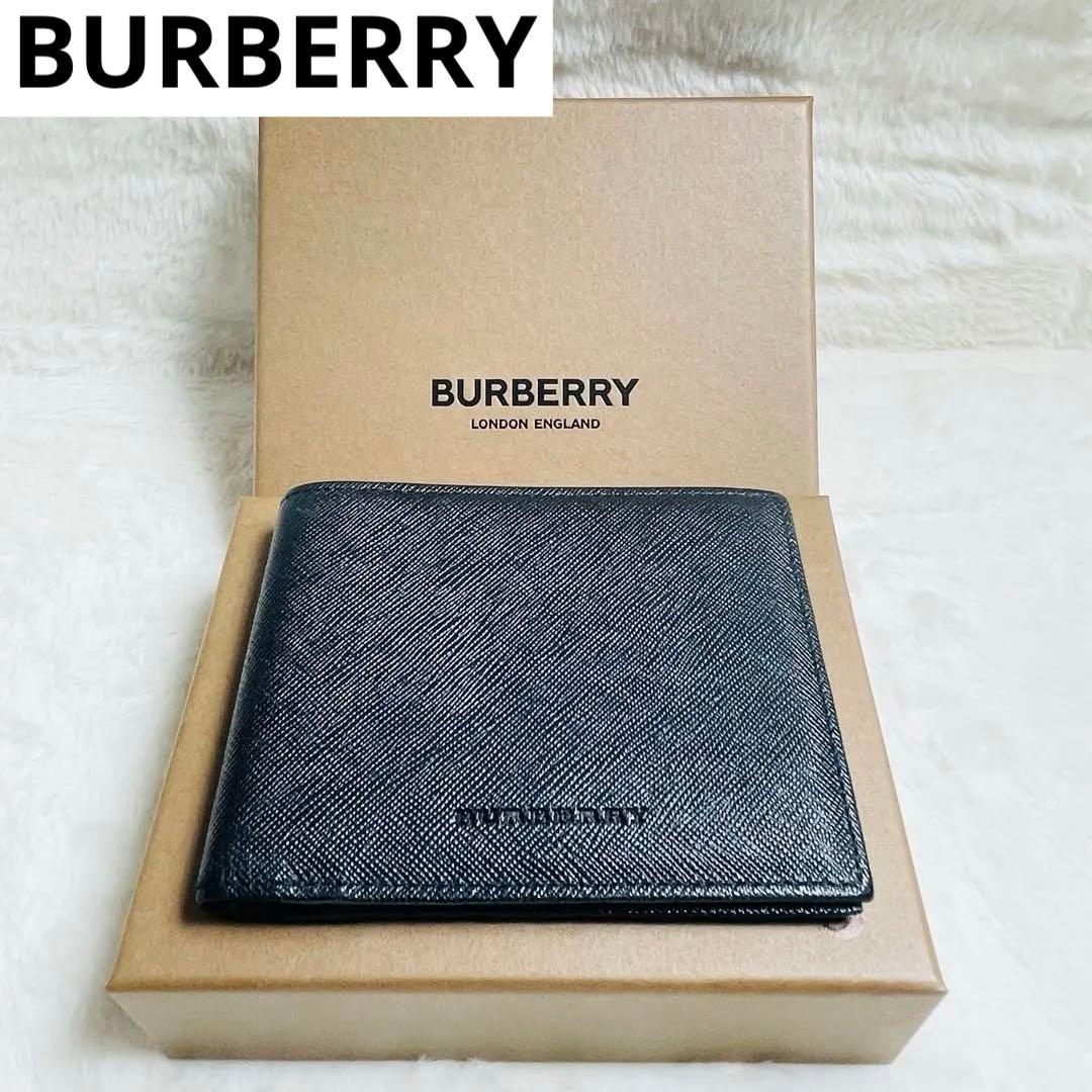 未使用級　正規品　希少　BURBERRY バーバリー二つおり折り財布　レザー