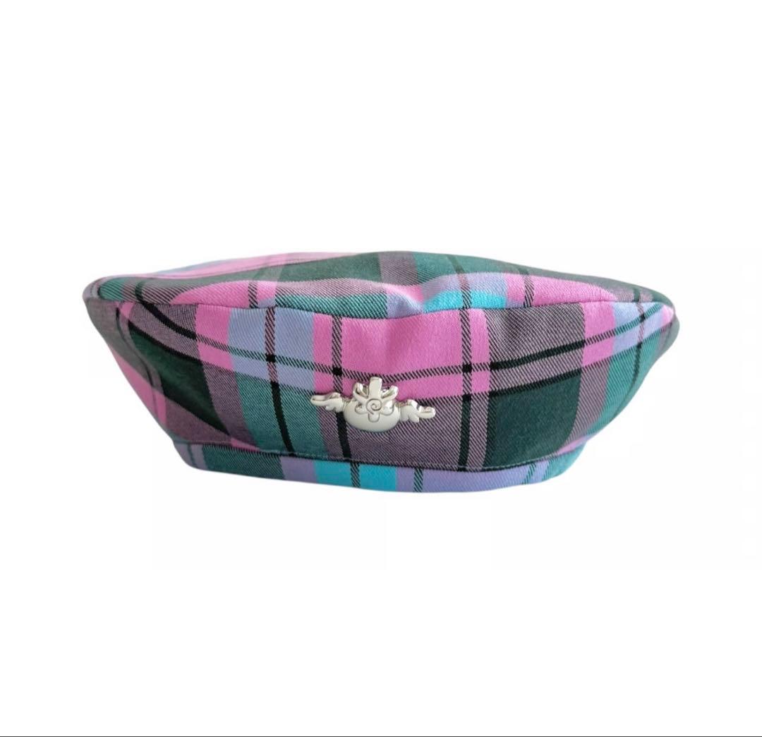 ハッピーベリー　heihei ヘイヘイ　チェック柄ベレー帽 ピンク コラボ