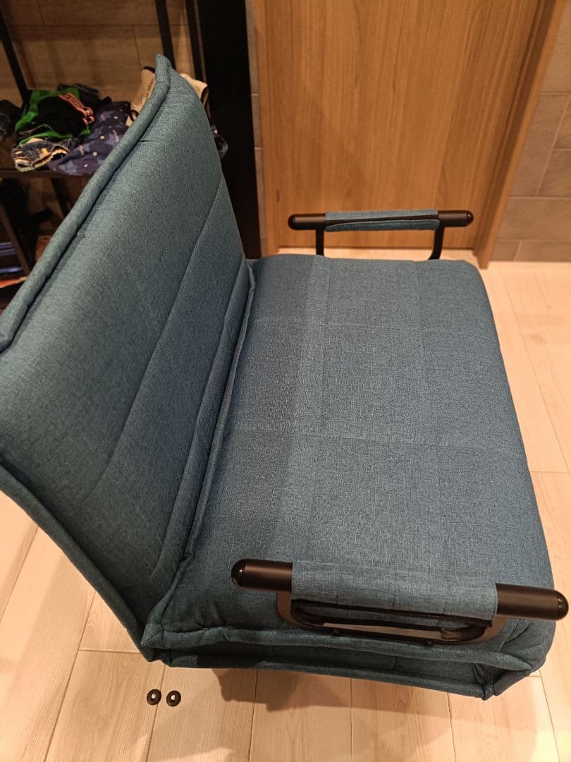 ダークブルー ソファベッド 付属クッション付き