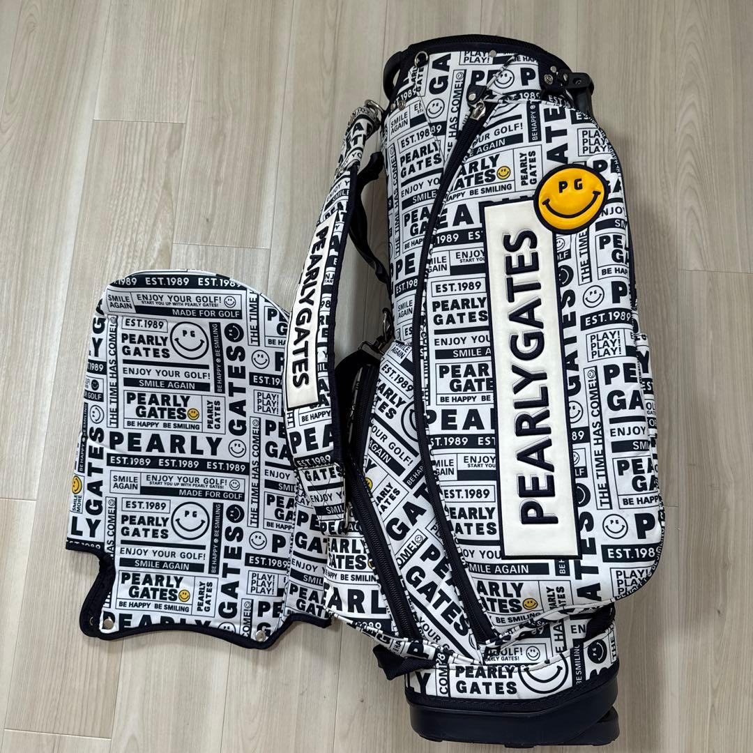 パーリーゲイツ　キャディバッグ　スタンド式　軽量　総柄　白　ホワイト　完売品