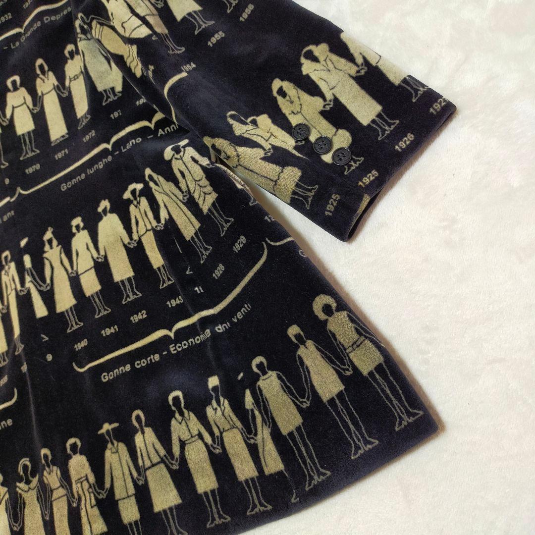 90'S　イタリア製　MOSCHINO　総柄　ベルベットテーラードジャケット