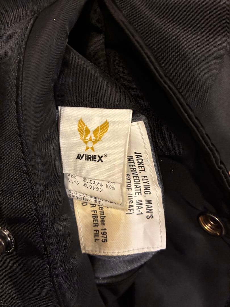 AVIREX USA MA-1フライトジャケット ブラック　L