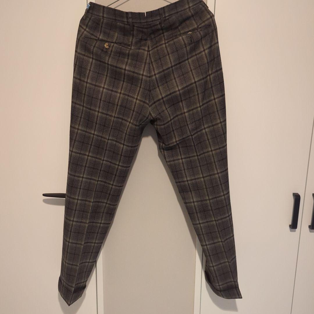 【PT01】チェックウールスラックス 46