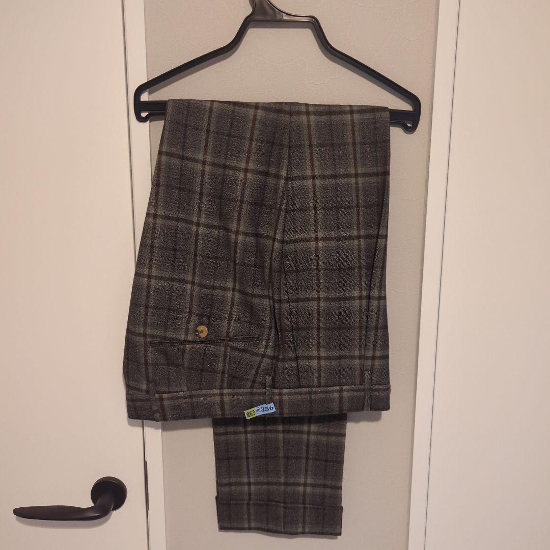 【PT01】チェックウールスラックス 46