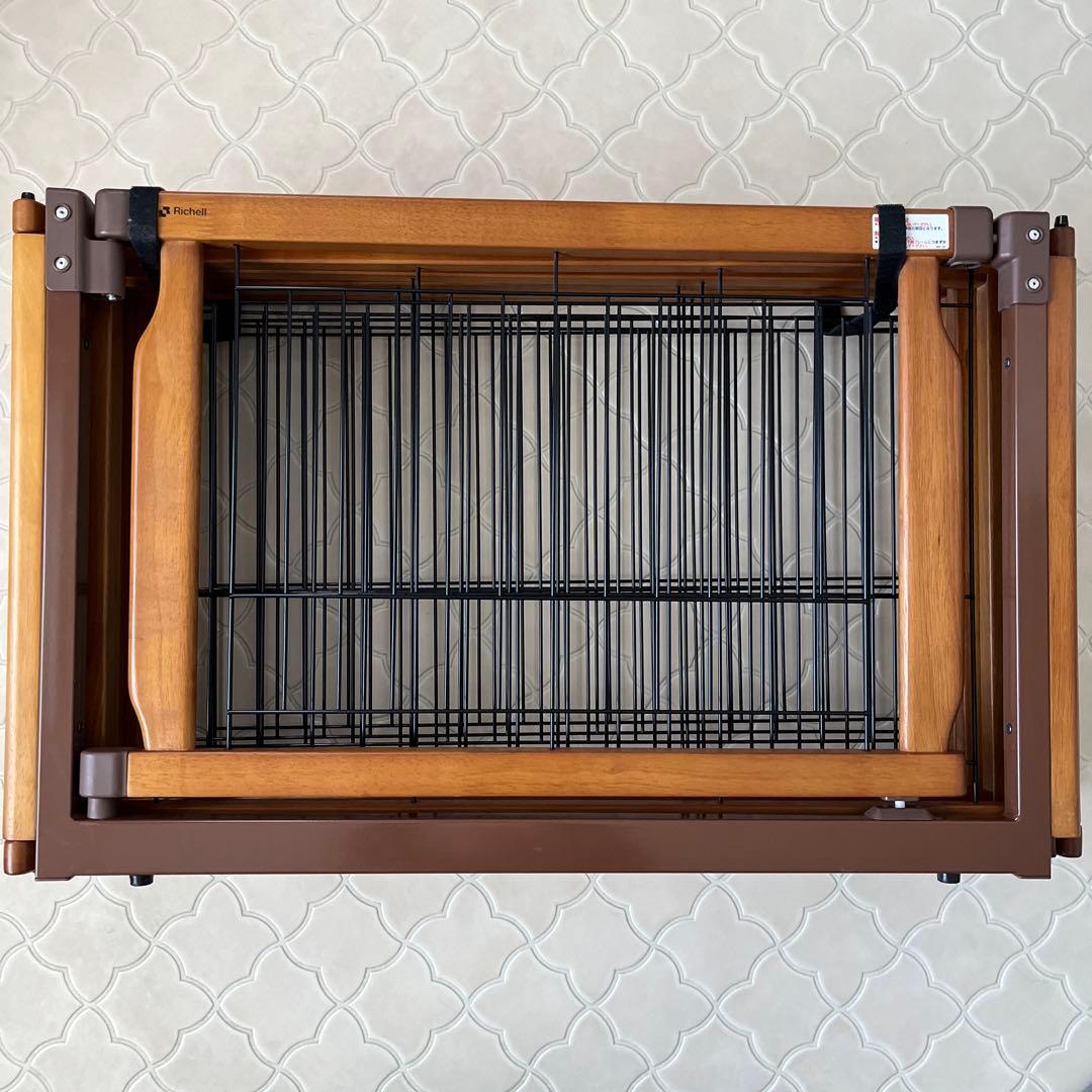 リッチェル ペット用 木製3ウェイサークル 6面50H ブラウン