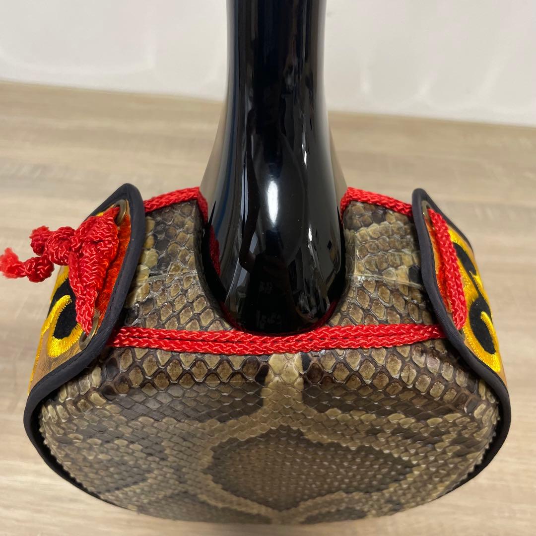 ★美品★ 沖縄三線 本蛇皮 三味線 胴巻き 和楽器　本蛇革