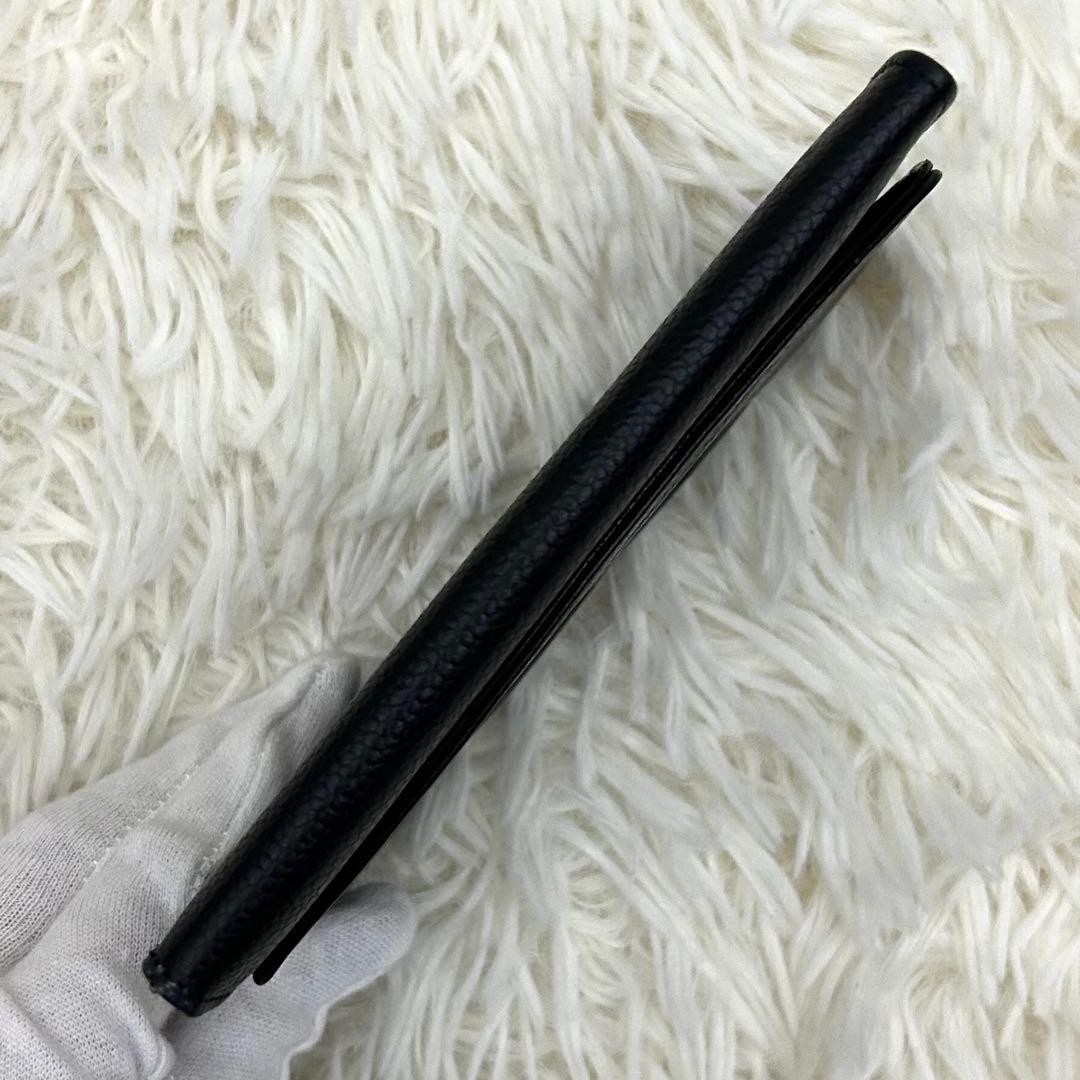 【美品】CHANEL ココマーク キャビアスキン 二つ折り財布 ブラック