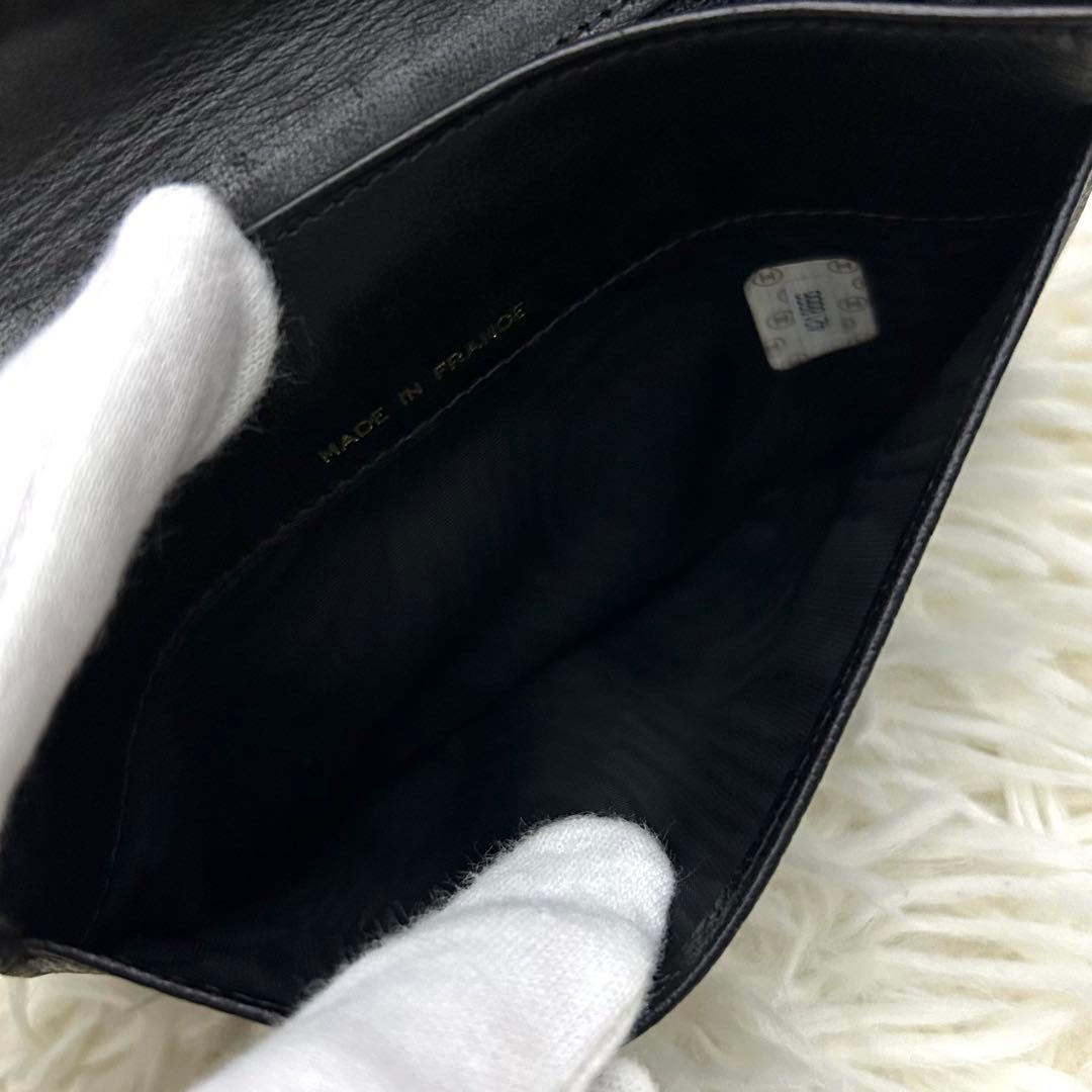 【美品】CHANEL ココマーク キャビアスキン 二つ折り財布 ブラック