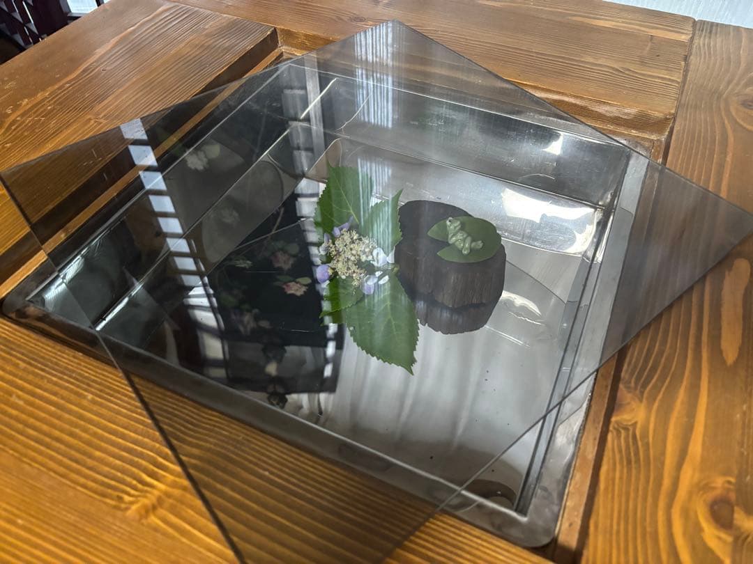 【shiho】囲炉裏テーブル 鉄瓶、五徳、夏用にガラスの蓋付き✨