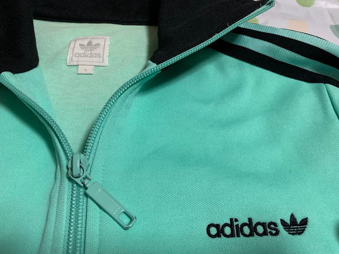 アディダス adidas／ミントグリーン／トラックジャケット／ジャージ／美品