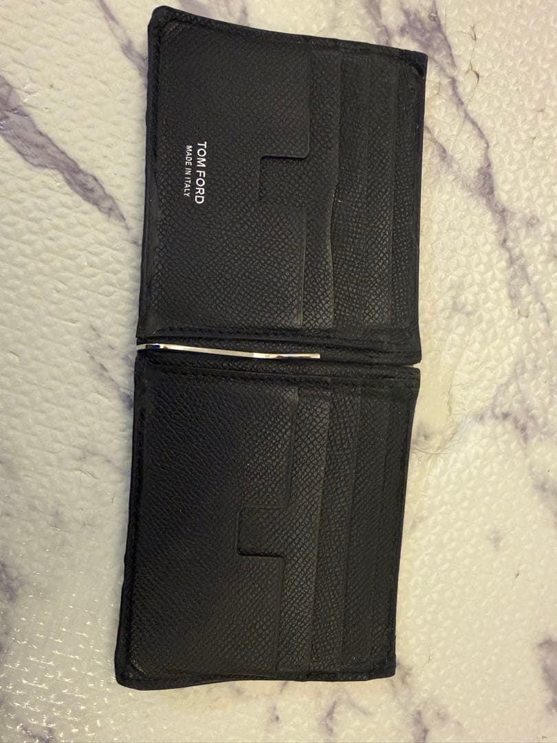 TOM FORD TF ブラック レザー マネークリップ