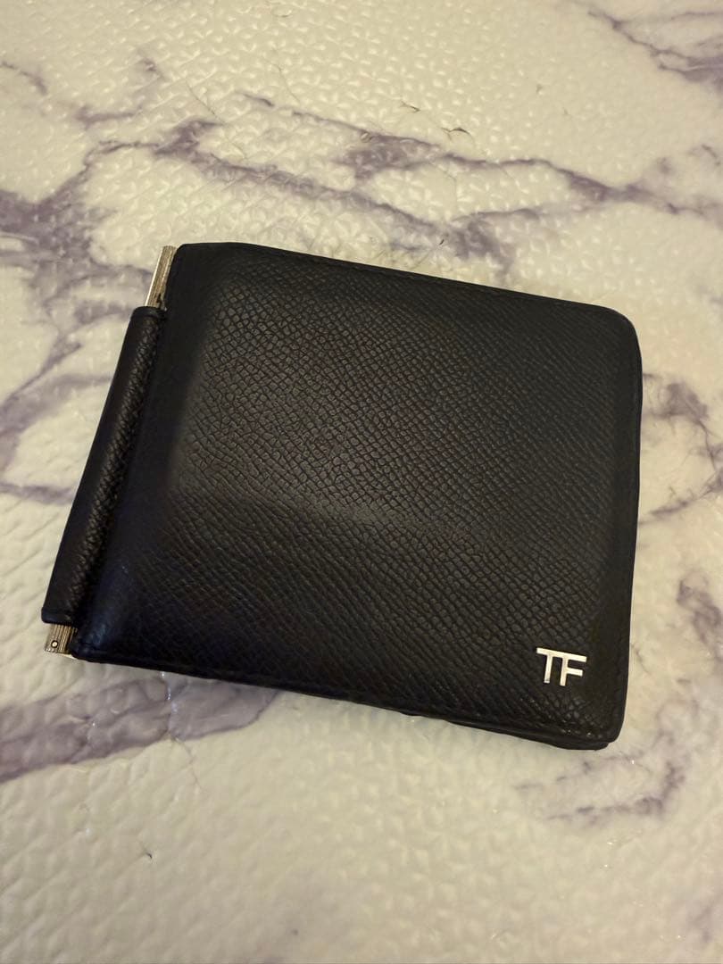 TOM FORD TF ブラック レザー マネークリップ
