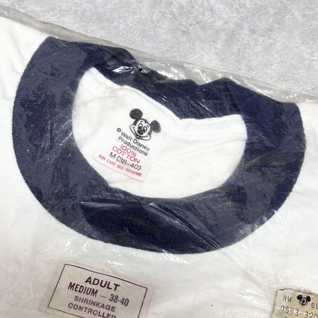 【デッドストック】70〜80s ディズニー ミッキーマウス リンガーTシャツ