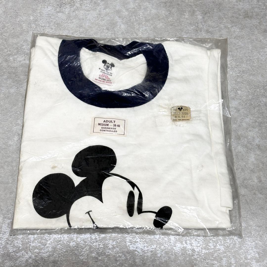 【デッドストック】70〜80s ディズニー ミッキーマウス リンガーTシャツ
