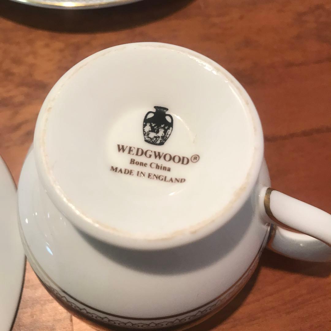 【2/4午前まで】ウェッジウッド　コロンビア　ブルー&ゴールド　トリオ2点セット