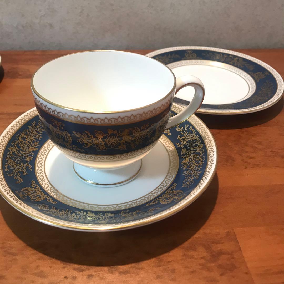 【2/4午前まで】ウェッジウッド　コロンビア　ブルー&ゴールド　トリオ2点セット