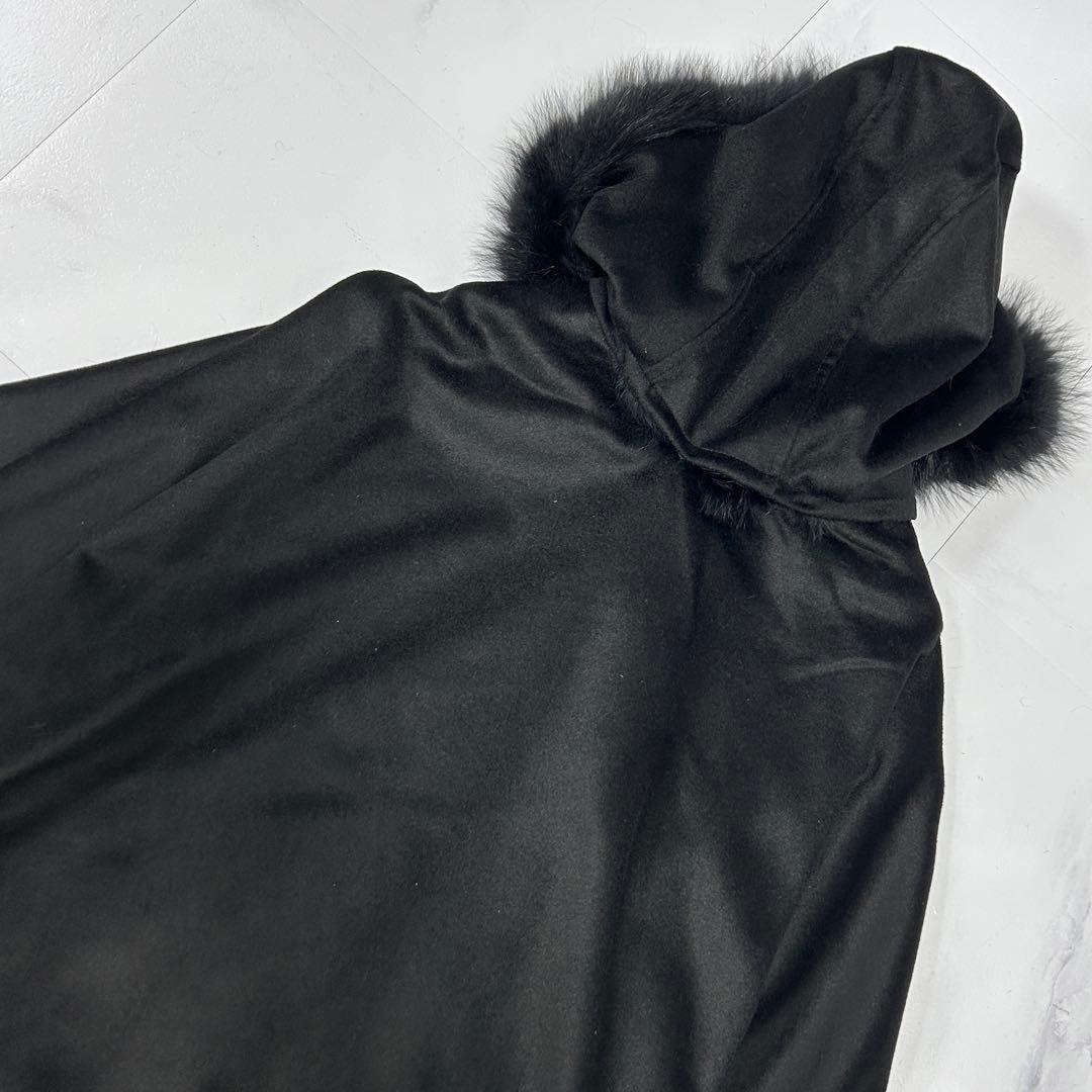 高級 Renato カシミヤ100 フォックスファー ポンチョ ブラック