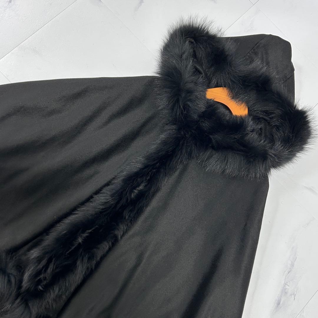 高級 Renato カシミヤ100 フォックスファー ポンチョ ブラック