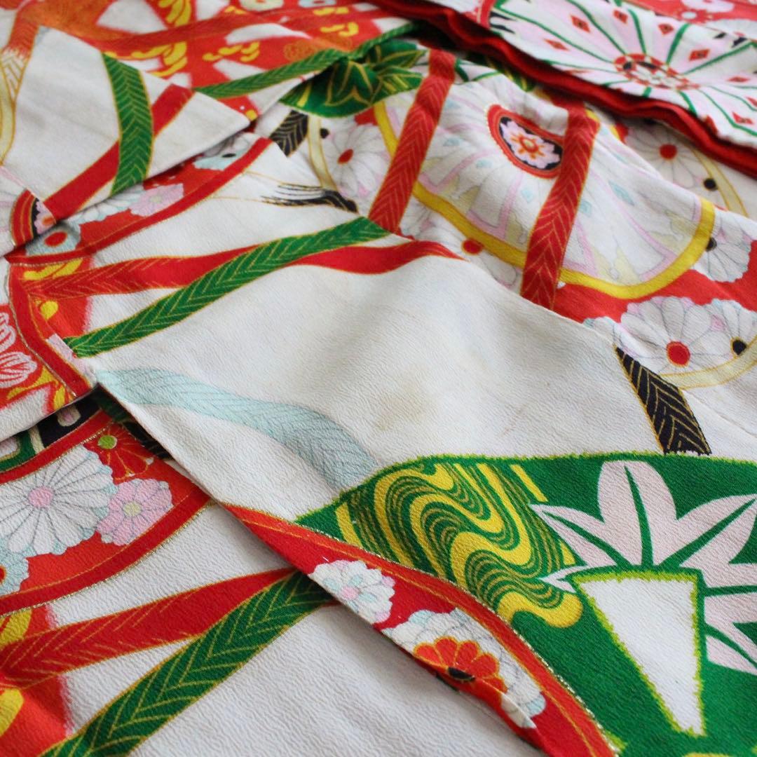 七五三 7歳 女の子 子供 アンティーク 着物 帯 セット