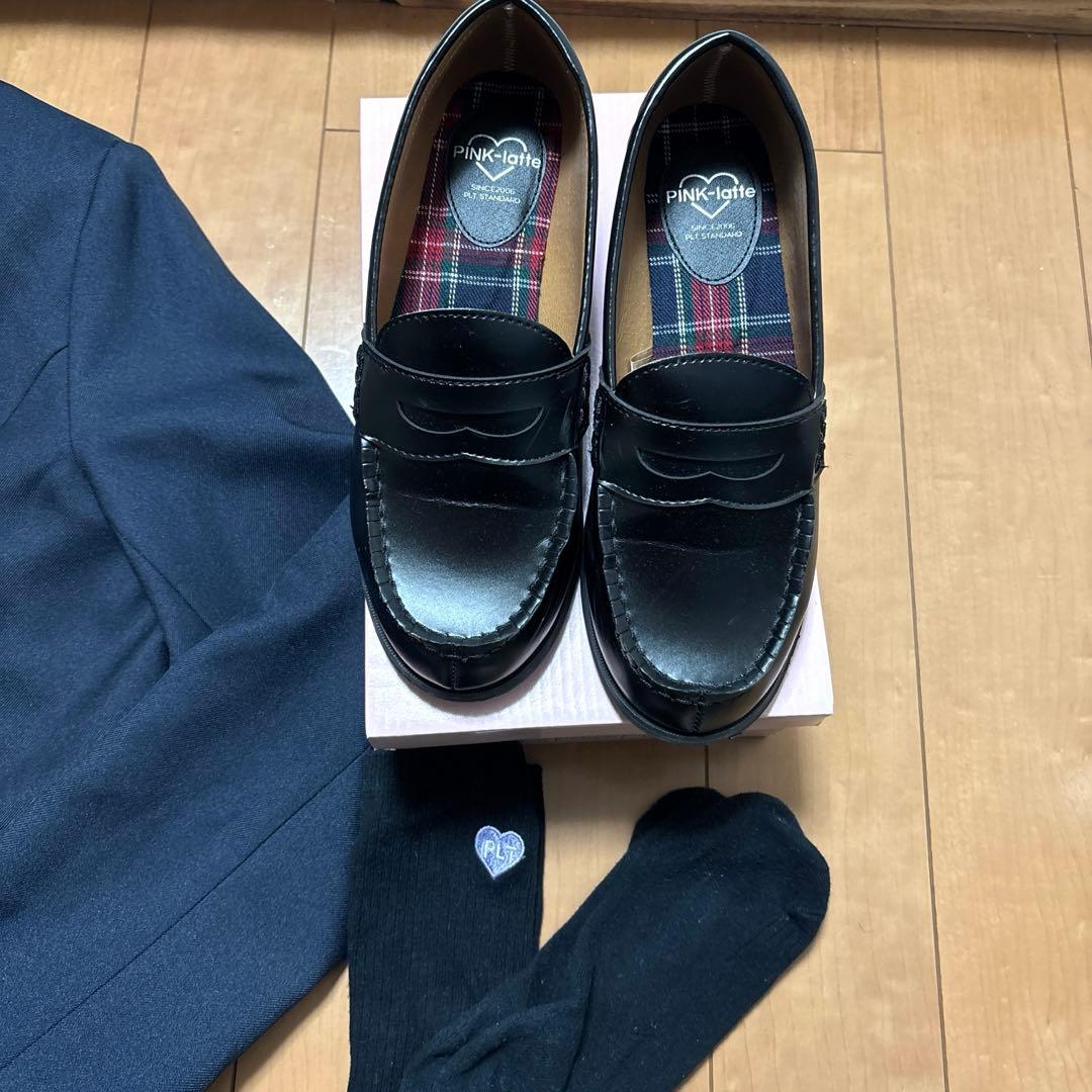 pis様★M165 ピンクラテ　卒服　パープル　ブラウス　ソックス　ローファー付