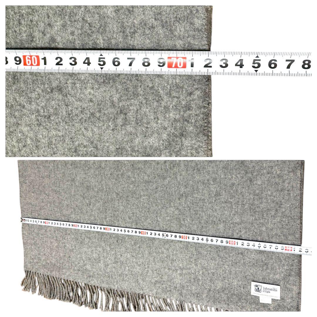 【大判マフラー】Johnstons of Elgin グレー カシミヤ100%