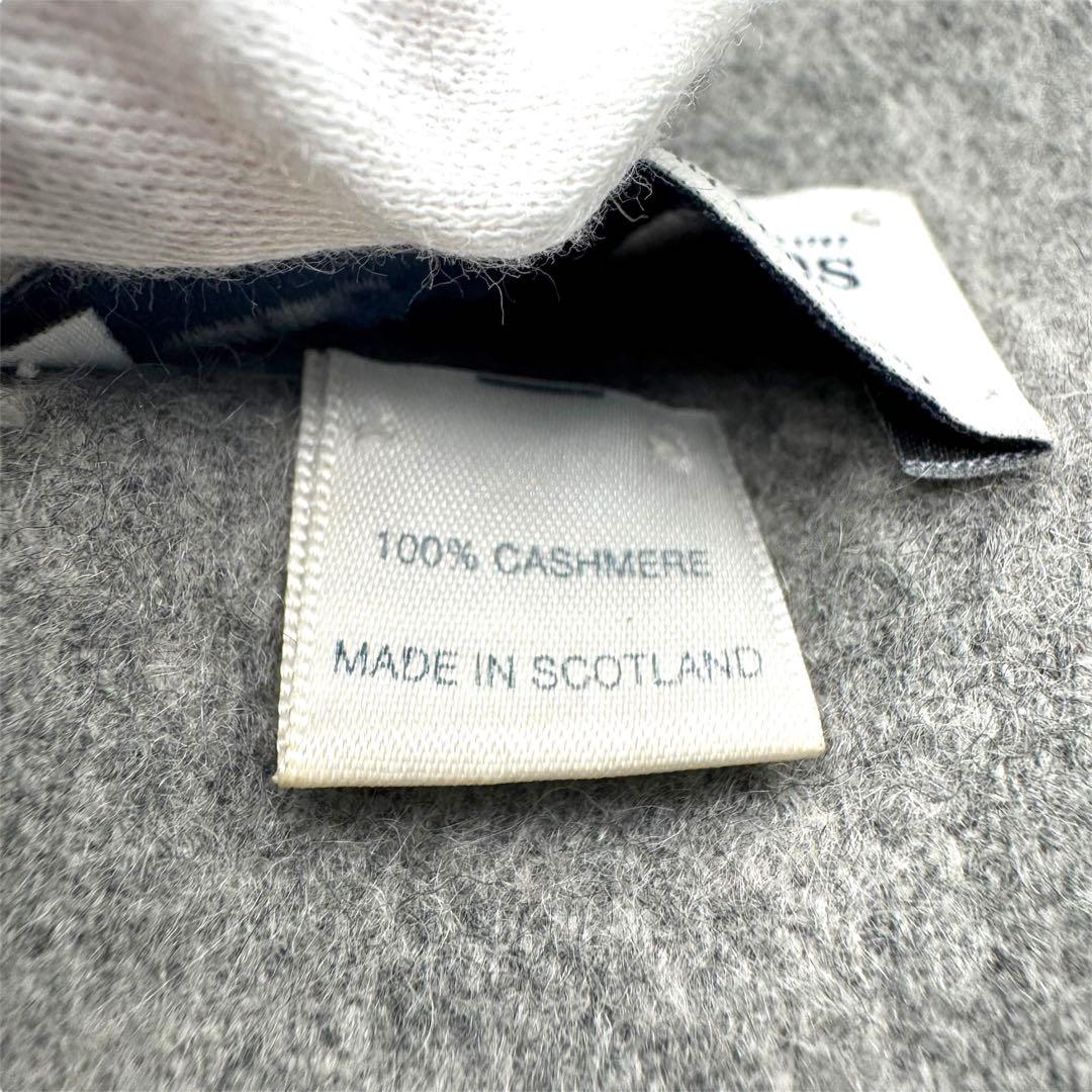 【大判マフラー】Johnstons of Elgin グレー カシミヤ100%