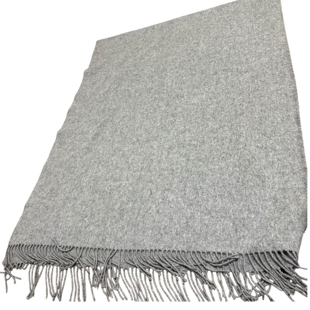 【大判マフラー】Johnstons of Elgin グレー カシミヤ100%