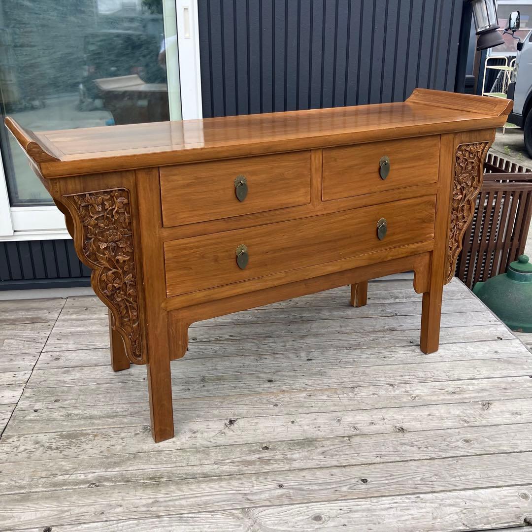 アンティーク デコア 木製 彫刻 サイドボード コンソールテーブル 北欧