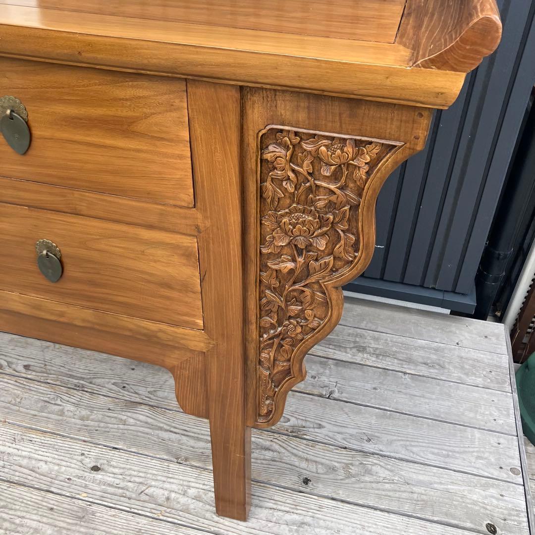 アンティーク デコア 木製 彫刻 サイドボード コンソールテーブル 北欧