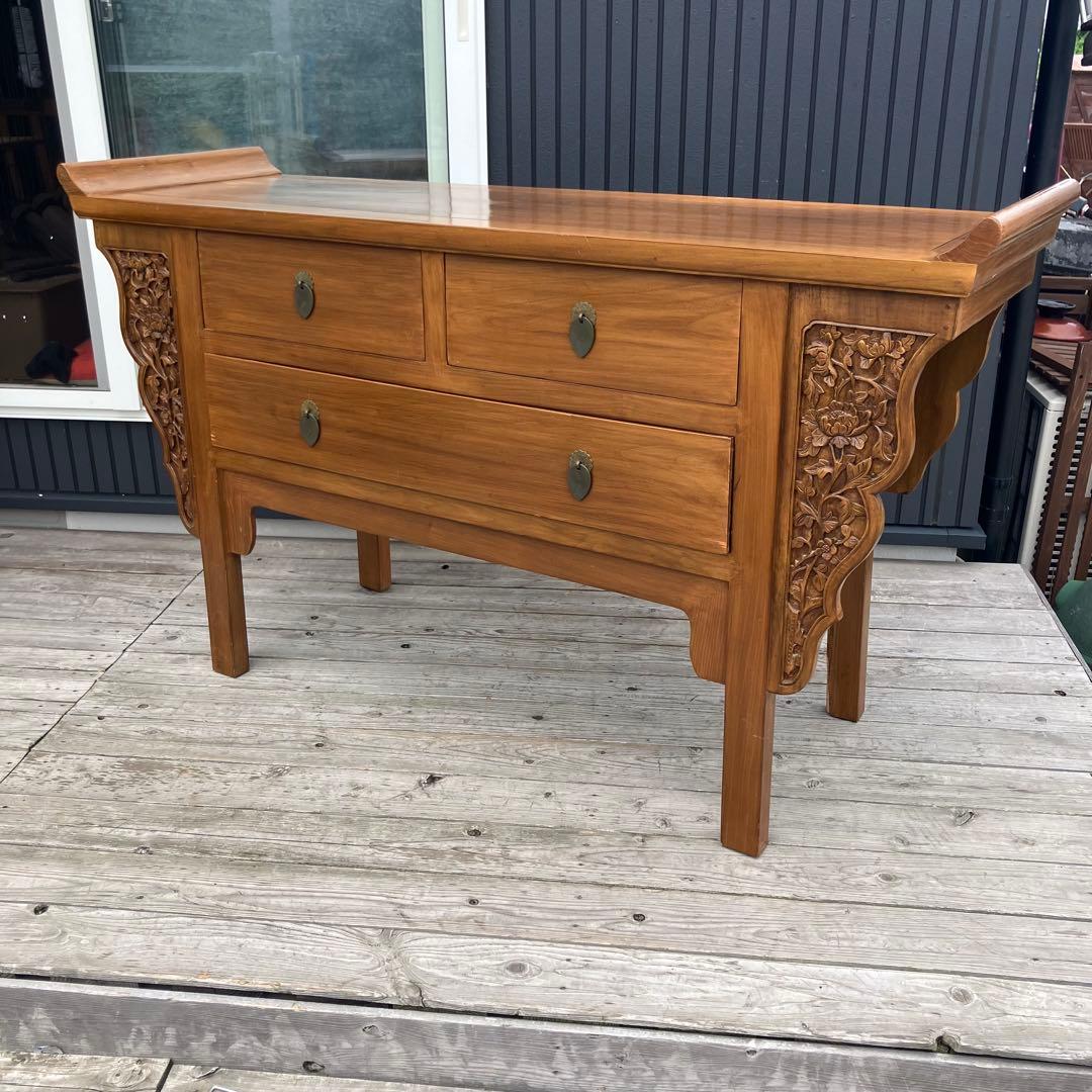 アンティーク デコア 木製 彫刻 サイドボード コンソールテーブル 北欧