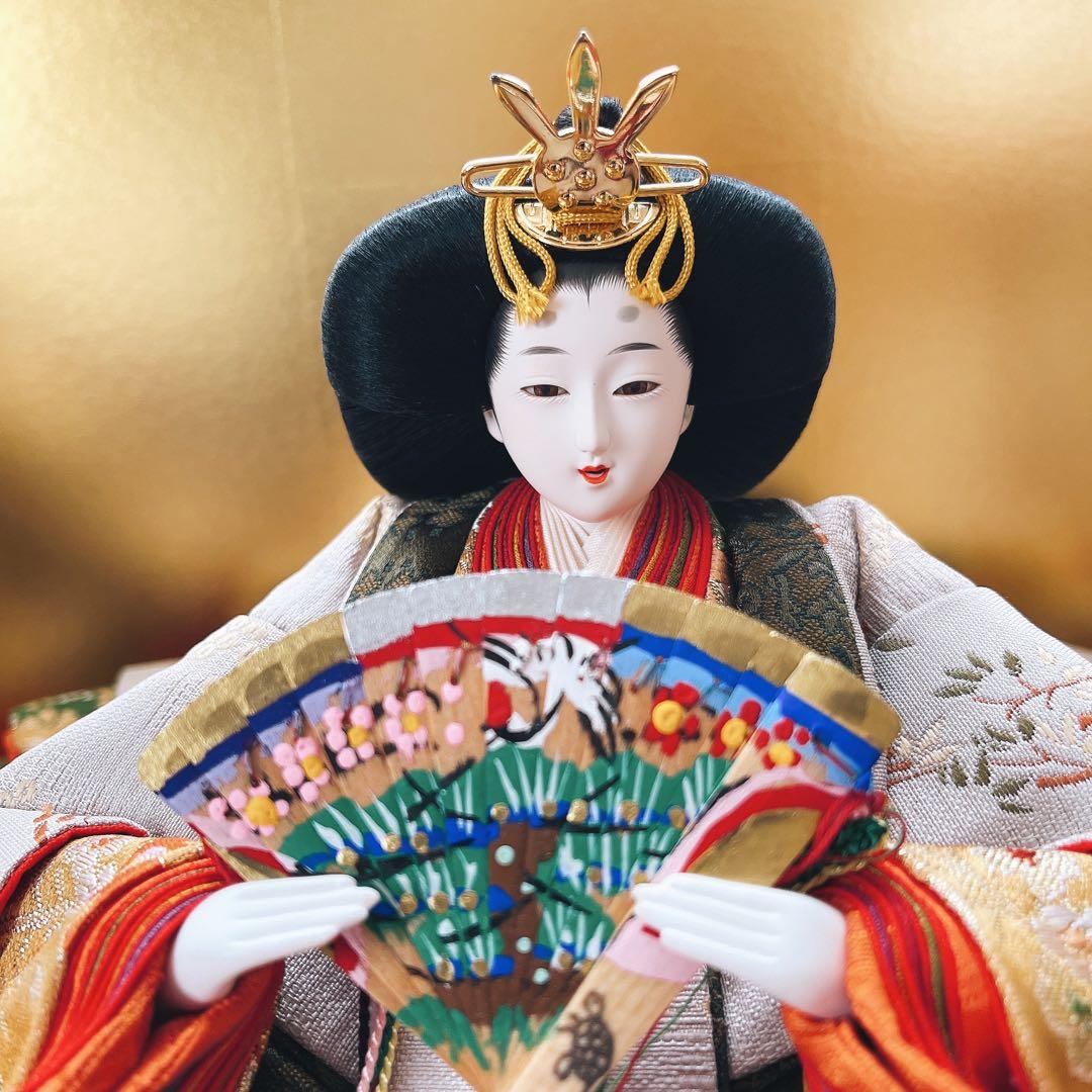 雛人形 親王飾りほぼ新品！吉兆雛 柴田家千代 花飾り 提灯付き