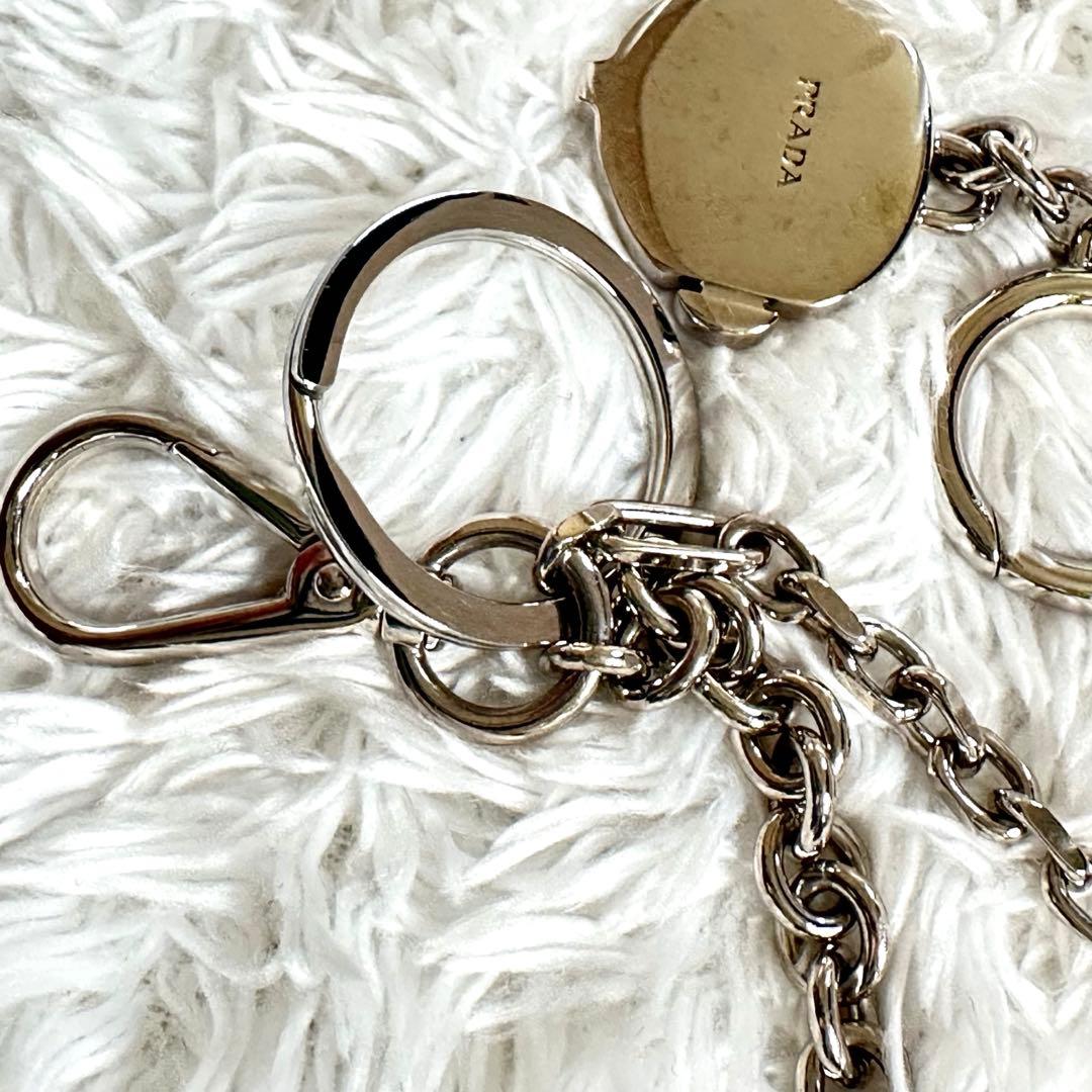 美品 PRADA プラダ ウォレットチェーン 2PS033 シルバー