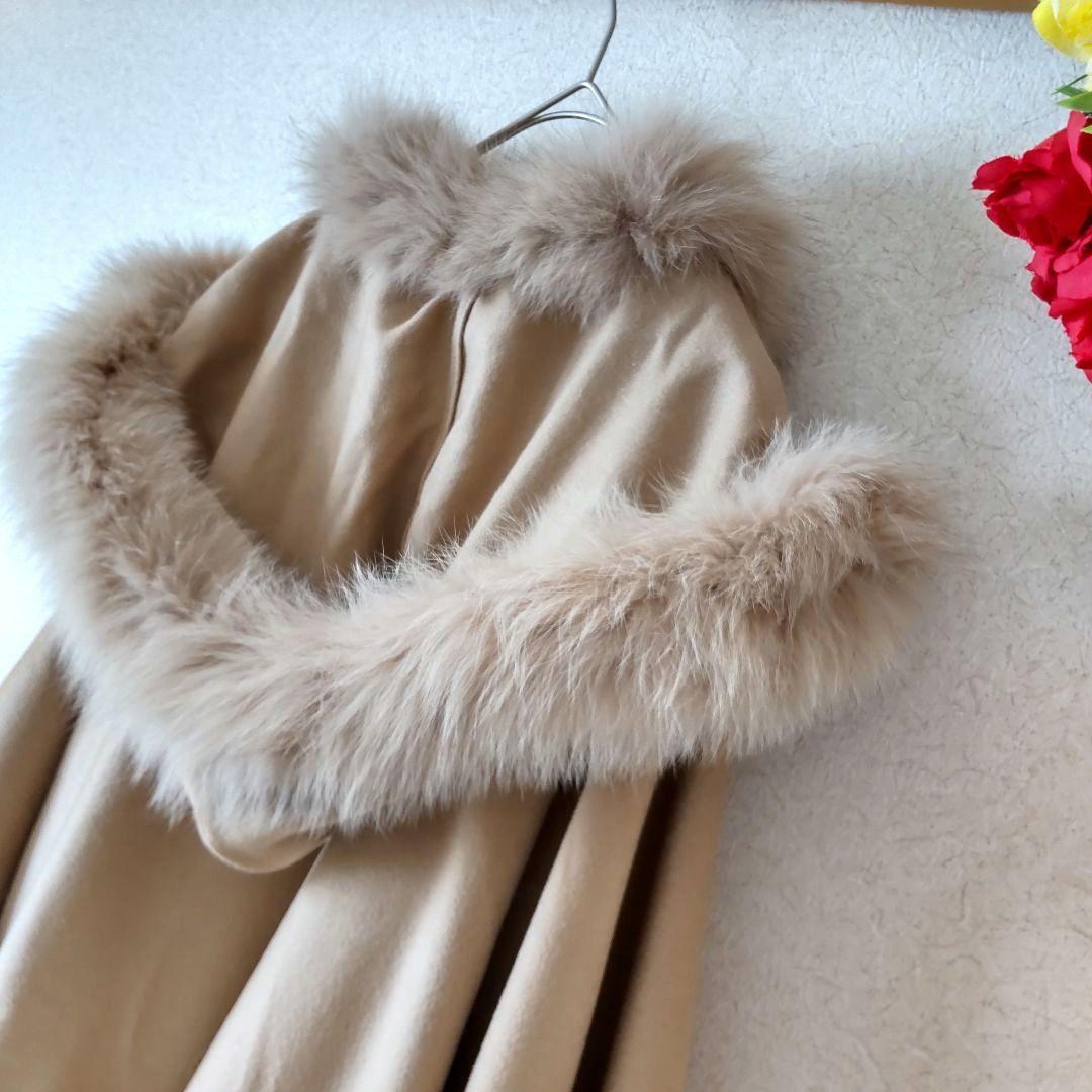 LORITTI ロリッティ　ポンチョ　カシミヤ　フォックス　フード付き　М