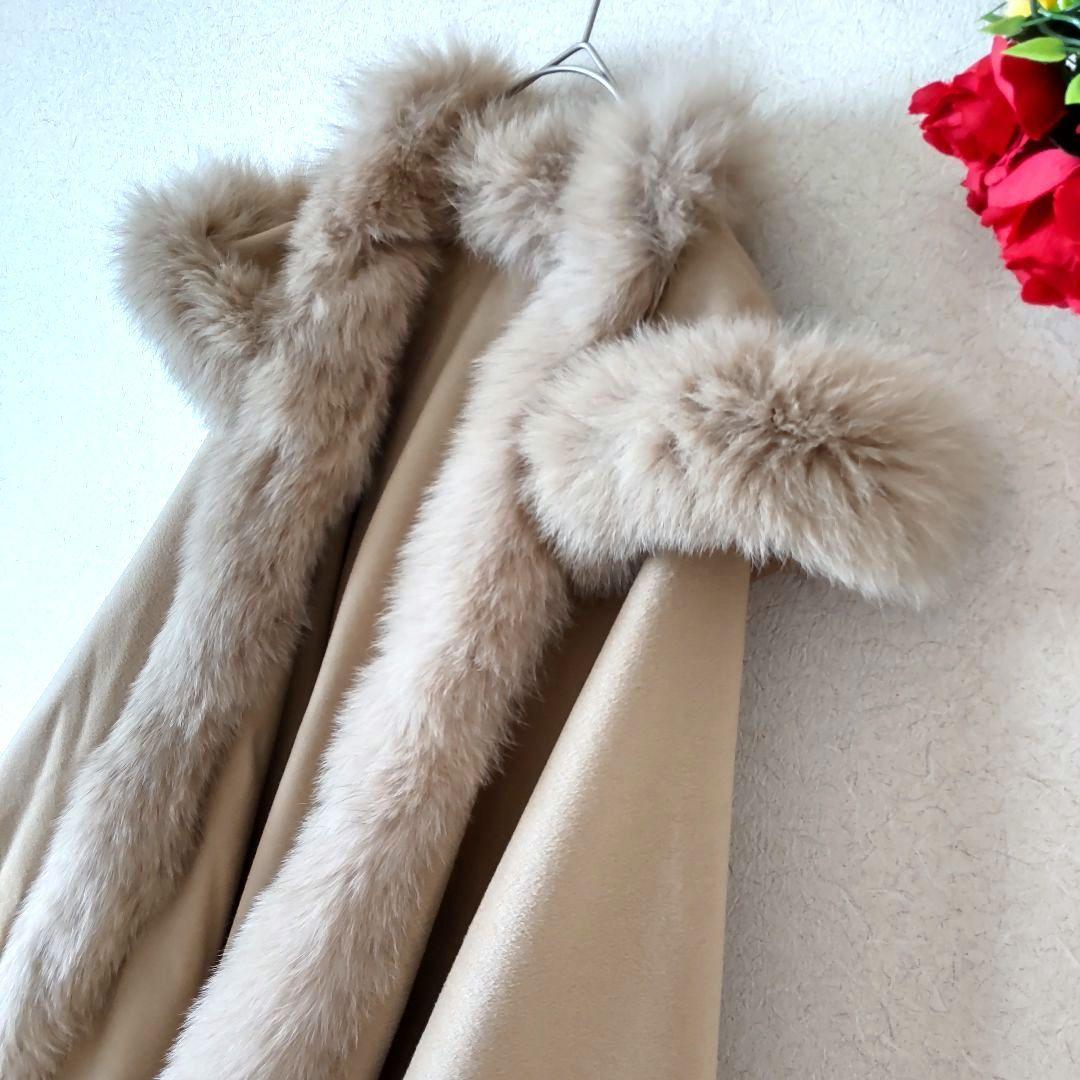 LORITTI ロリッティ　ポンチョ　カシミヤ　フォックス　フード付き　М