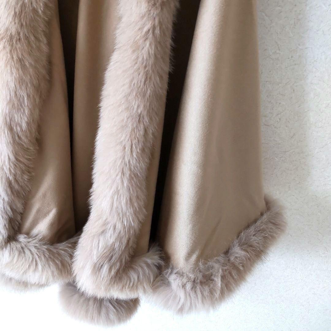 LORITTI ロリッティ　ポンチョ　カシミヤ　フォックス　フード付き　М